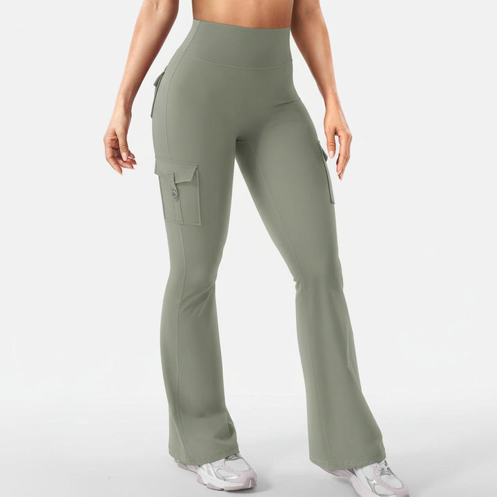 Cargo Trousers High Waist Flare Pocket Wide Leg Womens Trousers