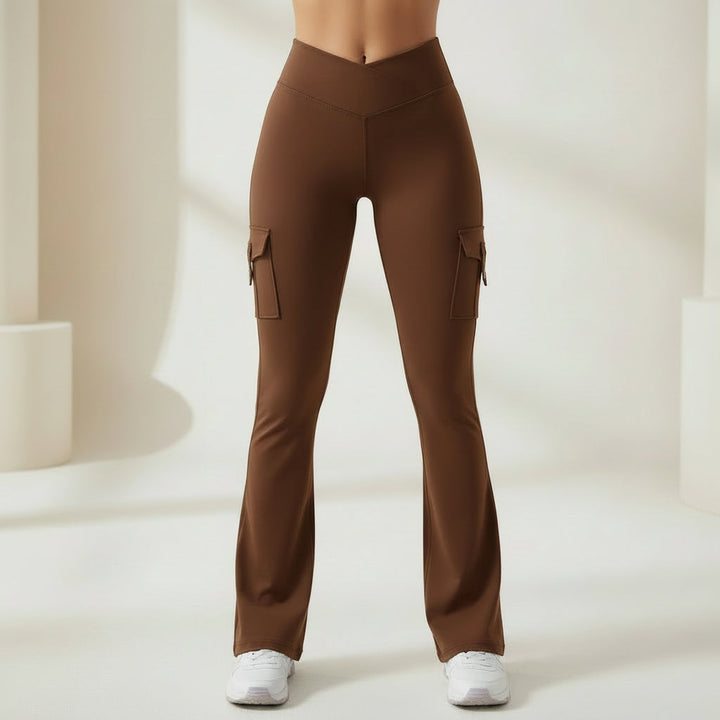 Cargo Trousers High Waist Flare Pocket Wide Leg Womens Trousers