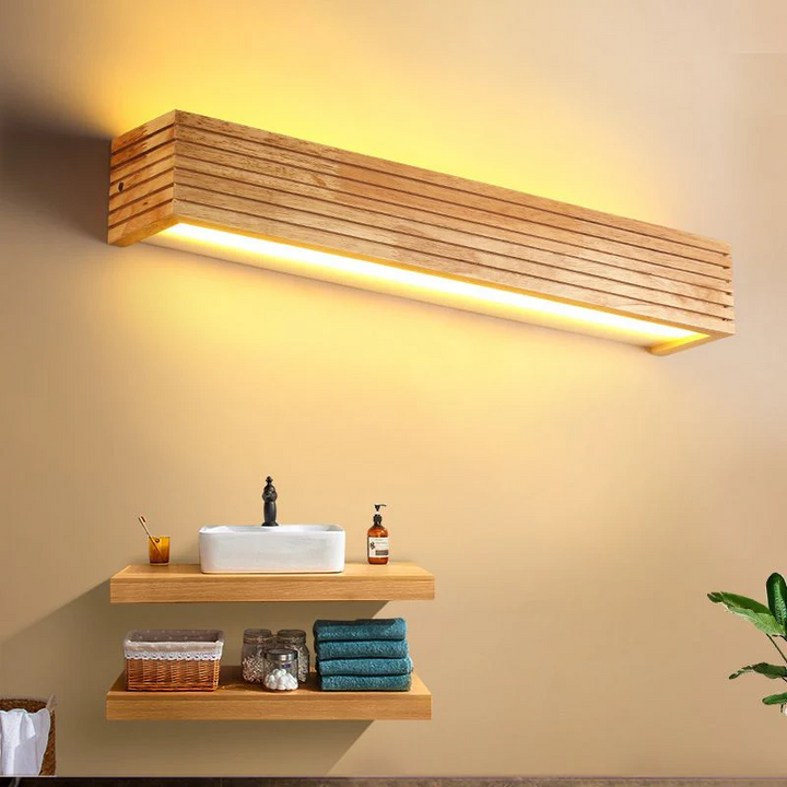 Modern Wooden LED Wall Lamp | Minimalist Bedroom &amp; Living Room Lighting