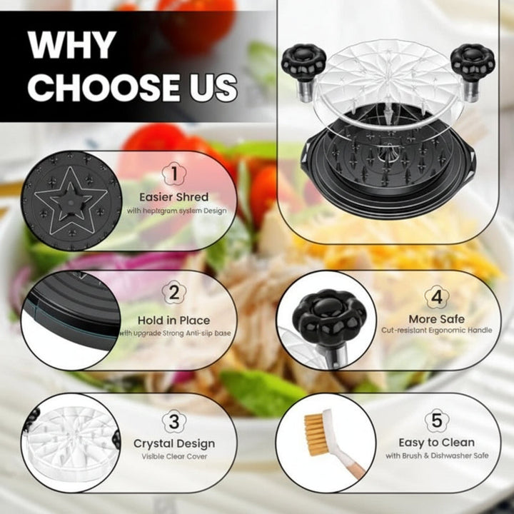 Kitchen Tool Manual Meat Shredder Glass Bowl Non Slip Base
