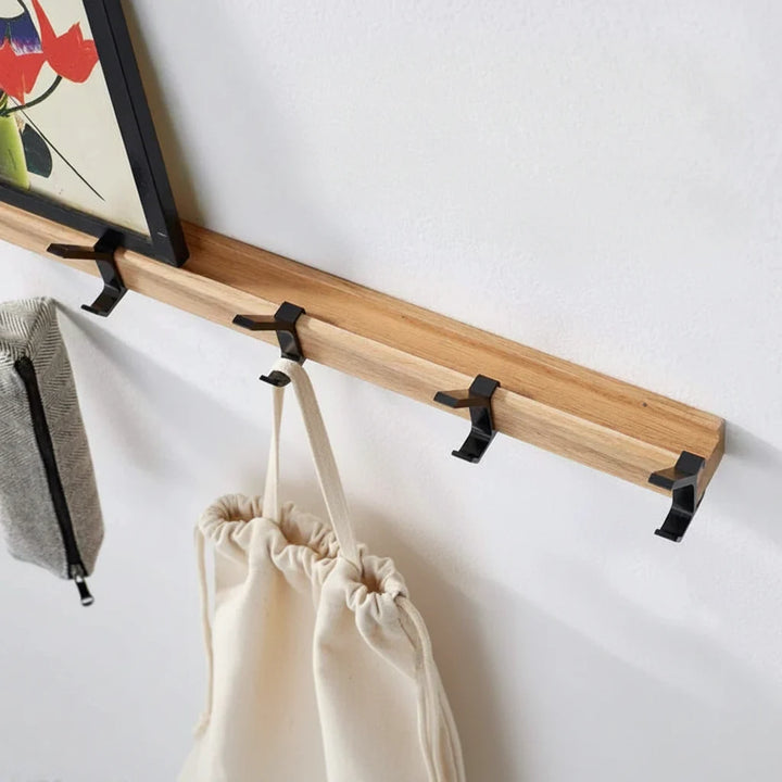 Wall Coat Rack Scandinavian Wood Hook Organizer Entryway