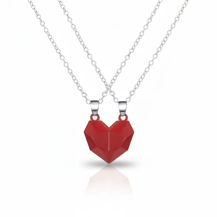 Necklace Couple Magnetic Heart Electrocardiogram Pendant Set