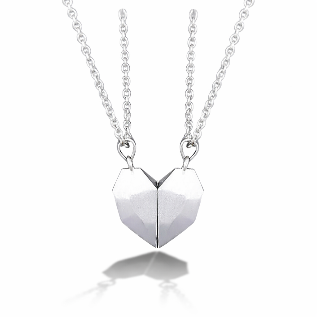 Necklace Couple Magnetic Heart Electrocardiogram Pendant Set