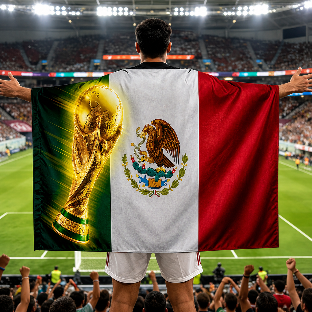 Cape Mexico Soccer Fan Banner Wearable Flag Games
