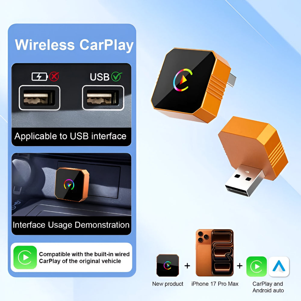 CarPlay Adapter Wireless Mini USB Auto Connectivity Device