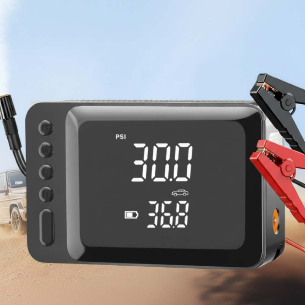 Car Jump Starter Portable Air Compressor Power Pack Tire Inflator Set
