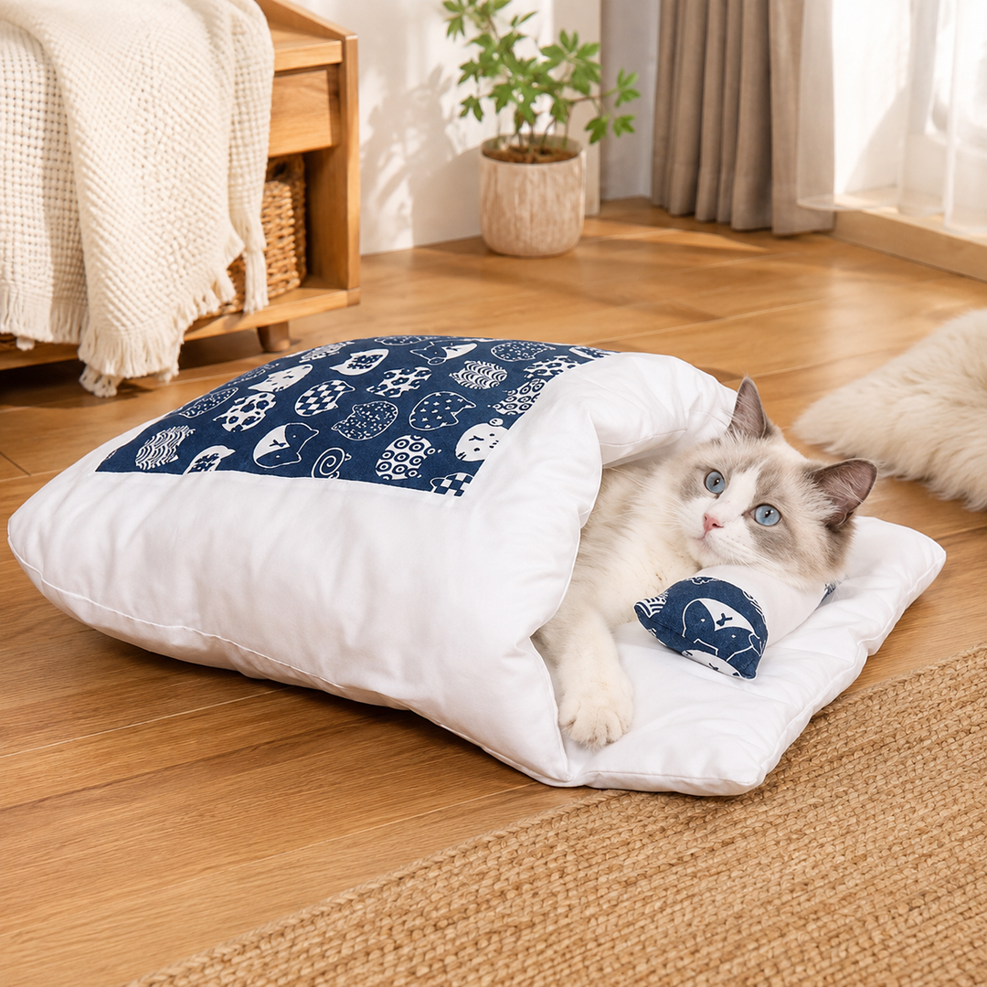 Cat Bed Pet Sleeping Bag Cozy Cave Design Indoor