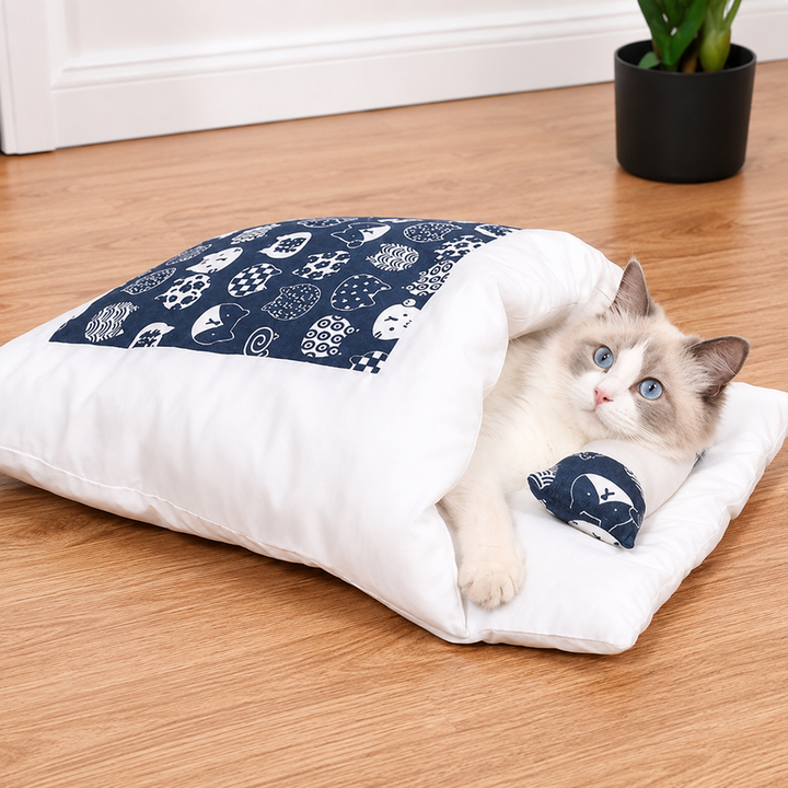 Cat Bed Pet Sleeping Bag Cozy Cave Design Indoor