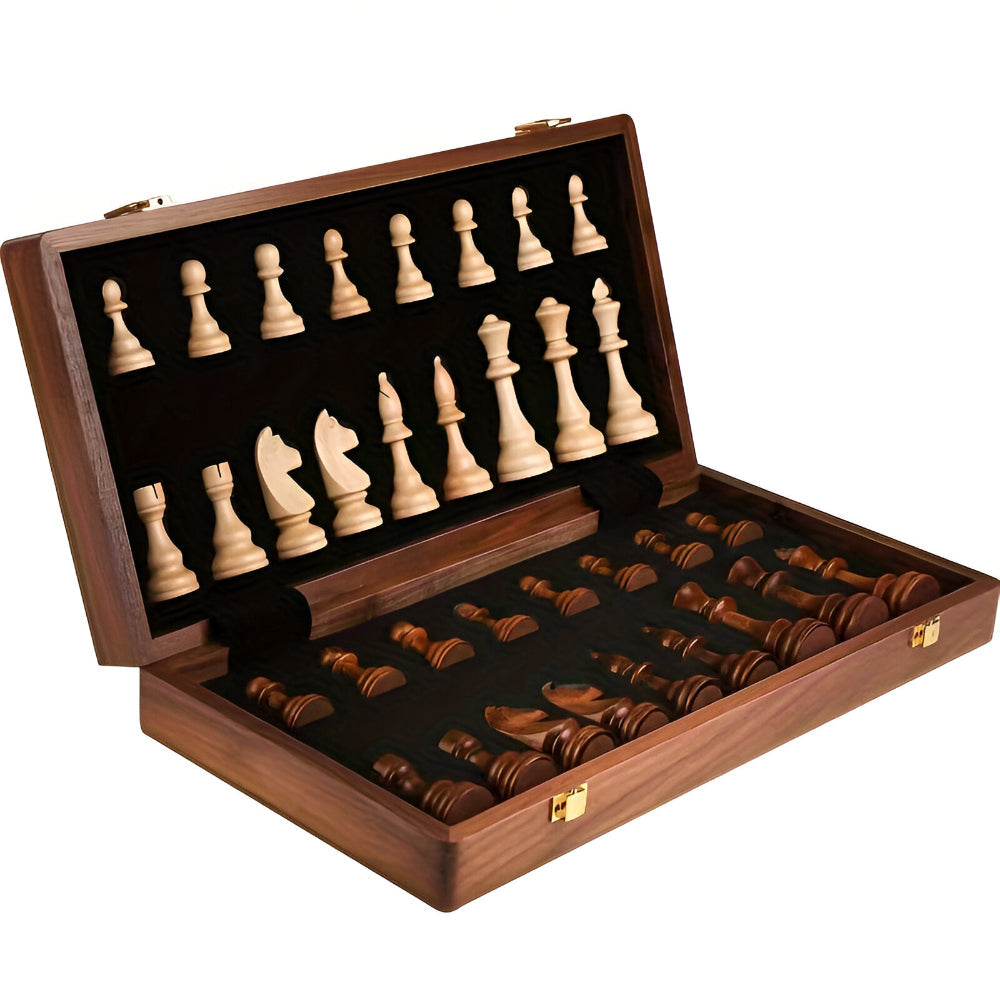 Chess Set Wooden Board Classic Game Pieces Storage Case