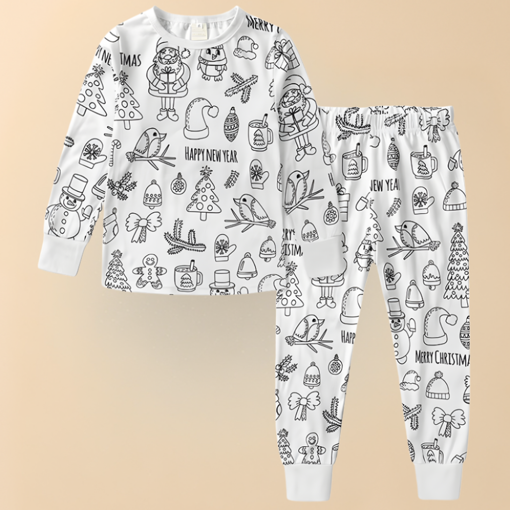 Kids Pajamas Creative Christmas colouring Set Children