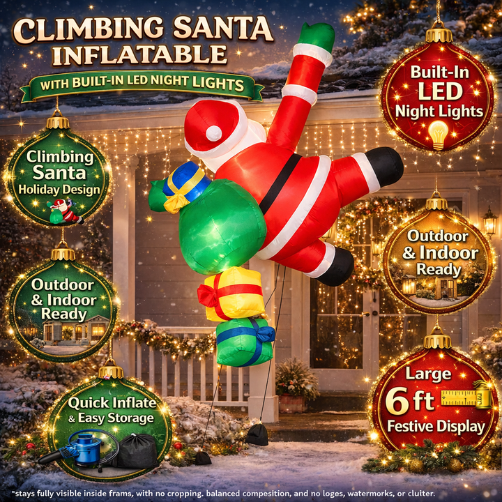 Christmas Inflatable Climbing Santa LED Lighted Outdoor Decoration