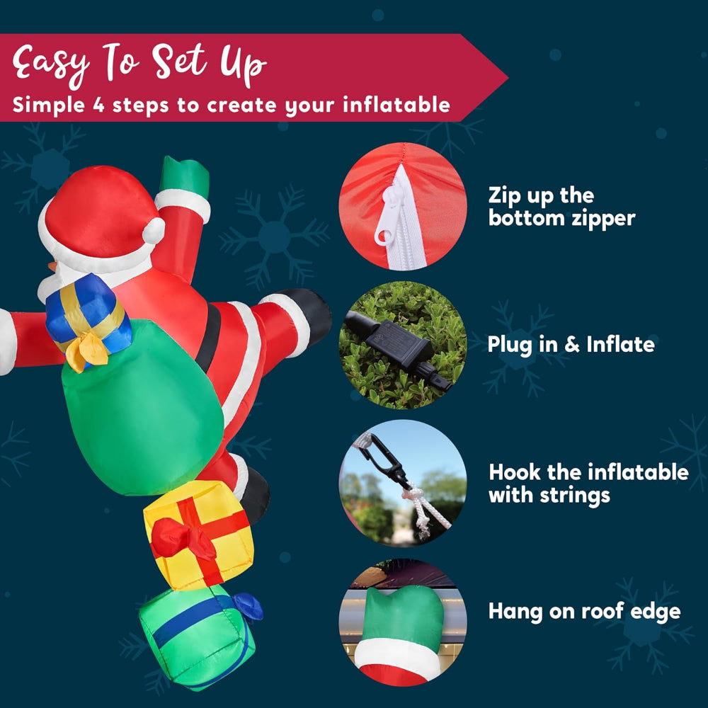 Christmas Inflatable Climbing Santa LED Lighted Outdoor Decoration