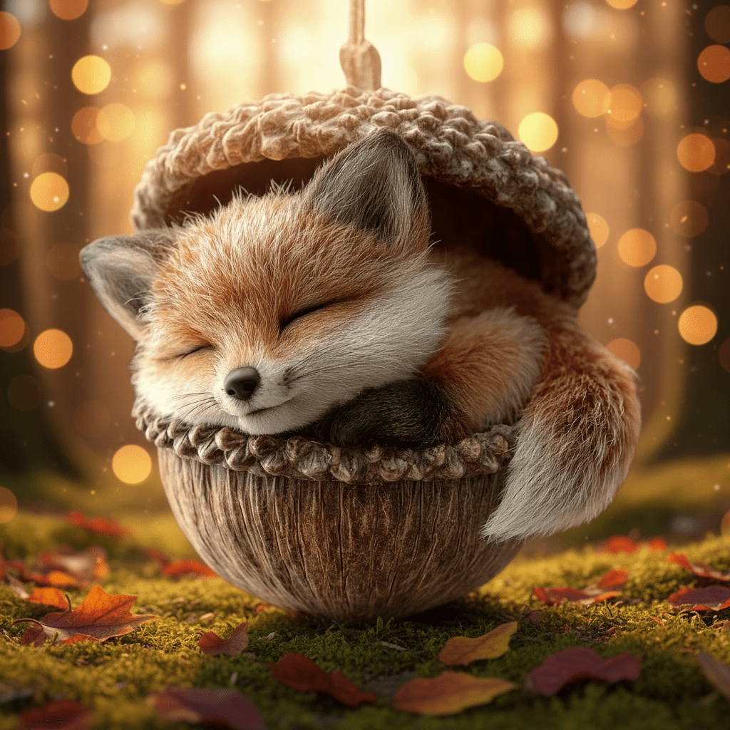 Christmas Tree Ornaments Handcrafted Woodland Animal Acorn Decorations