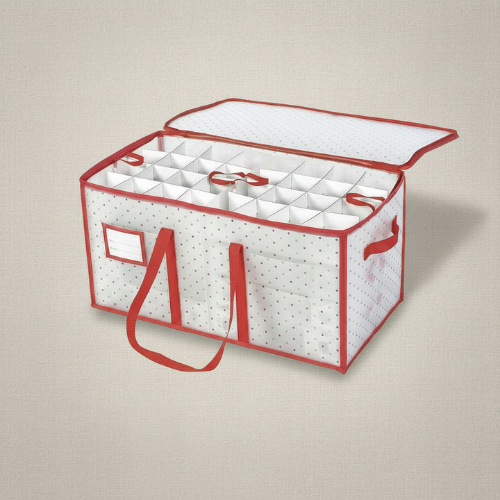 Christmas Ornament Storage Box Large Zippered Plastic Organizer