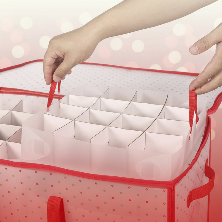 Christmas Ornament Storage Box Large Zippered Plastic Organizer