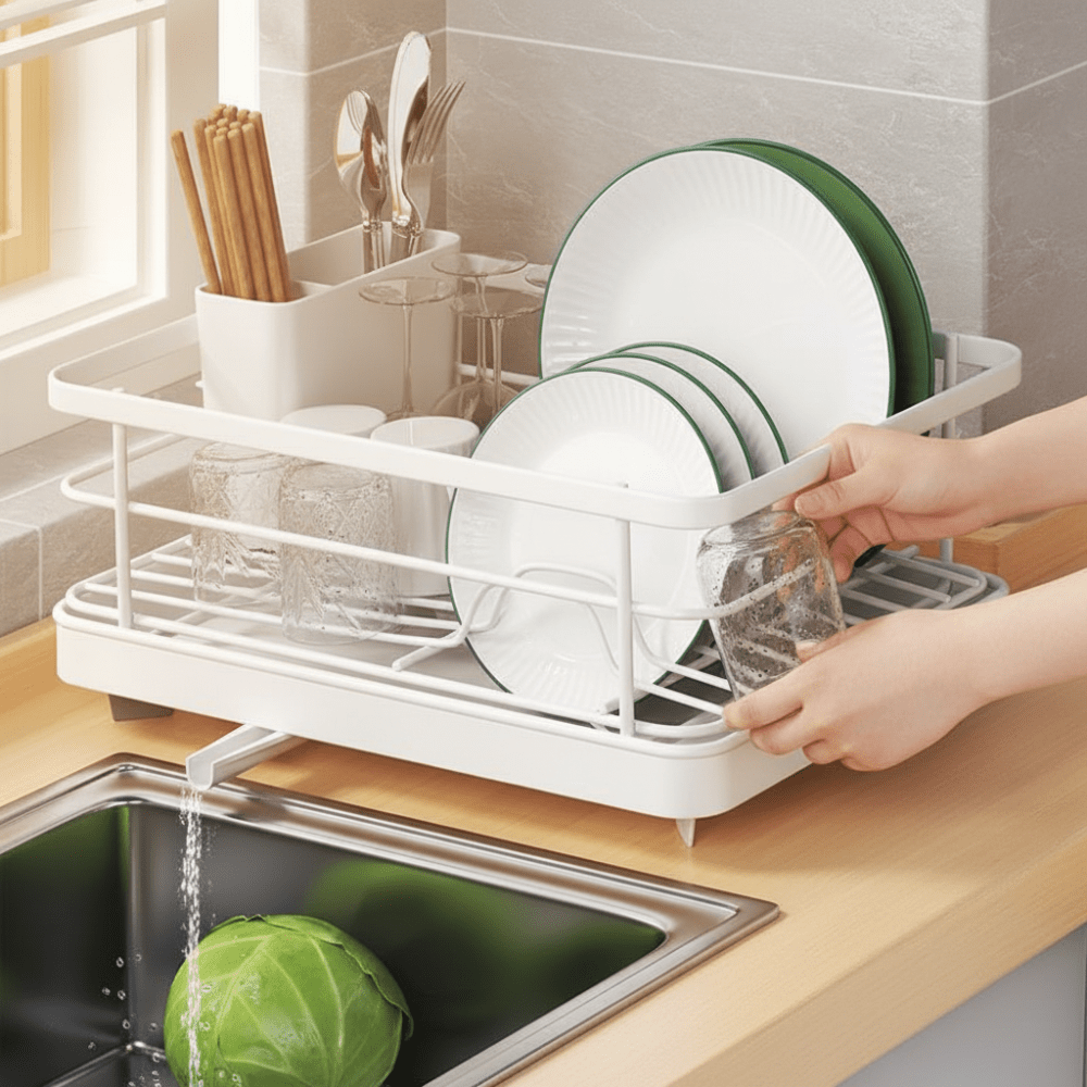 Dish Drying Rack Stainless Steel Compact Countertop Drainboard