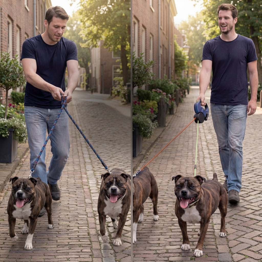 Dog Leash Dual Retractable Tangle Free Walking Lead Two Dogs