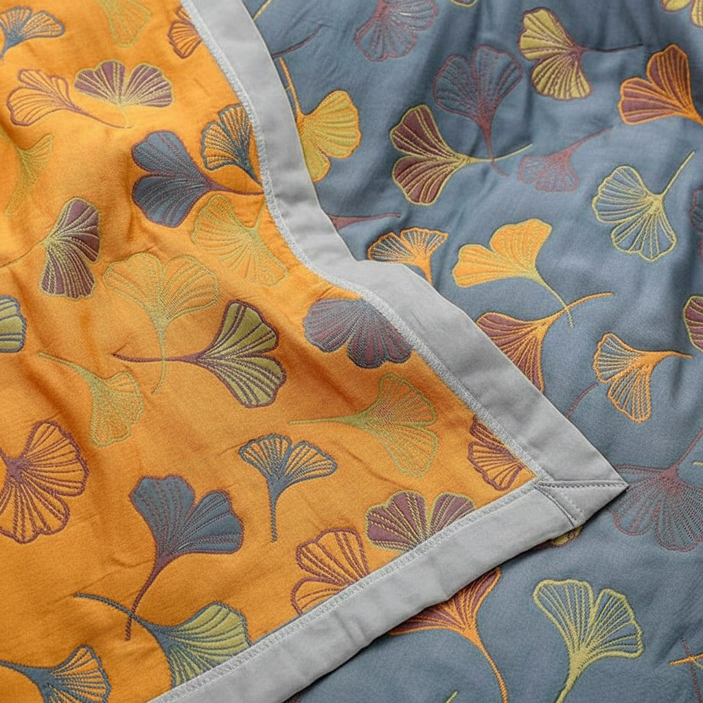 Reversible Throw Blanket Elegant Leaf Pattern Cozy Decor