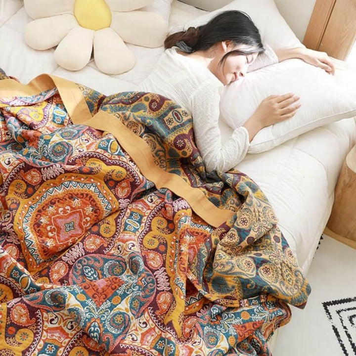 Boho Reversible Cooling Blanket Comfort Breathable Sleep