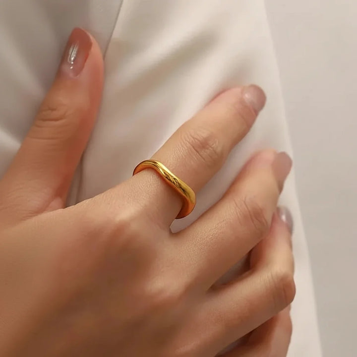 Gold Stacking Ring Minimalist Stainless Steel Band Everyday Wear