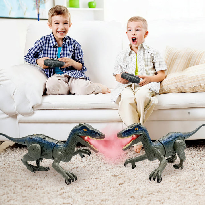 Dinosaur Toy Remote Control Velociraptor Lights Sound Spray
