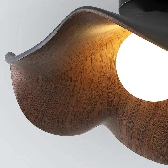 Scandinavian Wooden Lotus Ceiling Light | Resin &amp; Iron Modern Flush Lamp