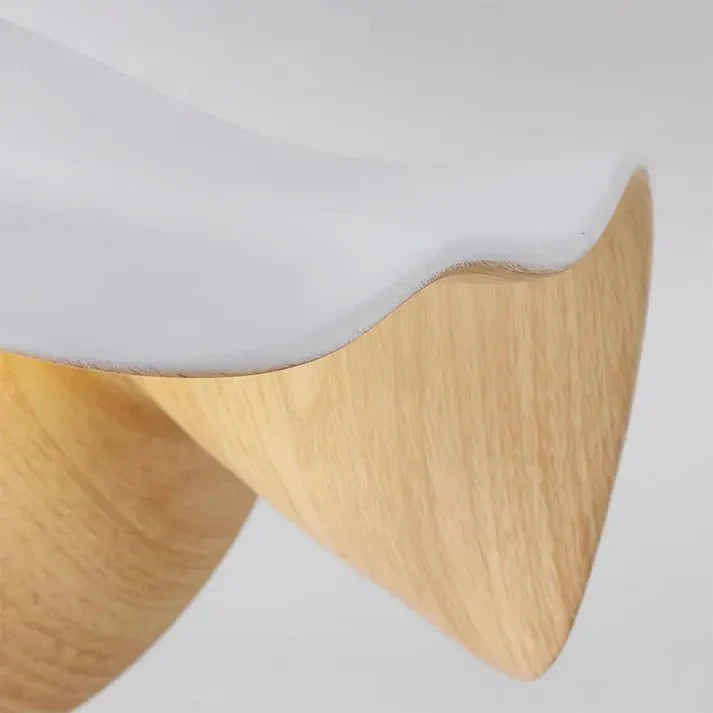 Scandinavian Wooden Lotus Ceiling Light | Resin &amp; Iron Modern Flush Lamp