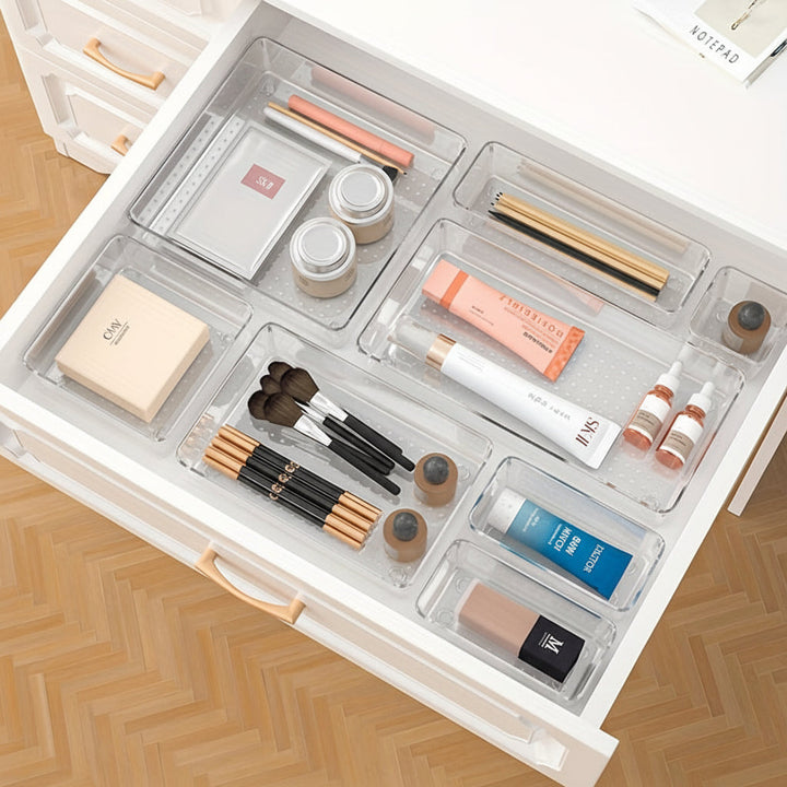 Drawer Organizer Plastic Storage Trays Set Kitchen Office Bathroom