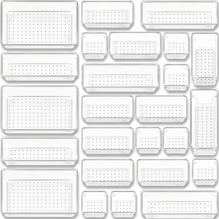 Drawer Organizer Plastic Storage Trays Set Kitchen Office Bathroom