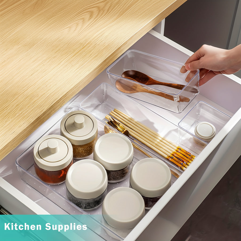 Drawer Organizer Plastic Storage Trays Set Kitchen Office Bathroom