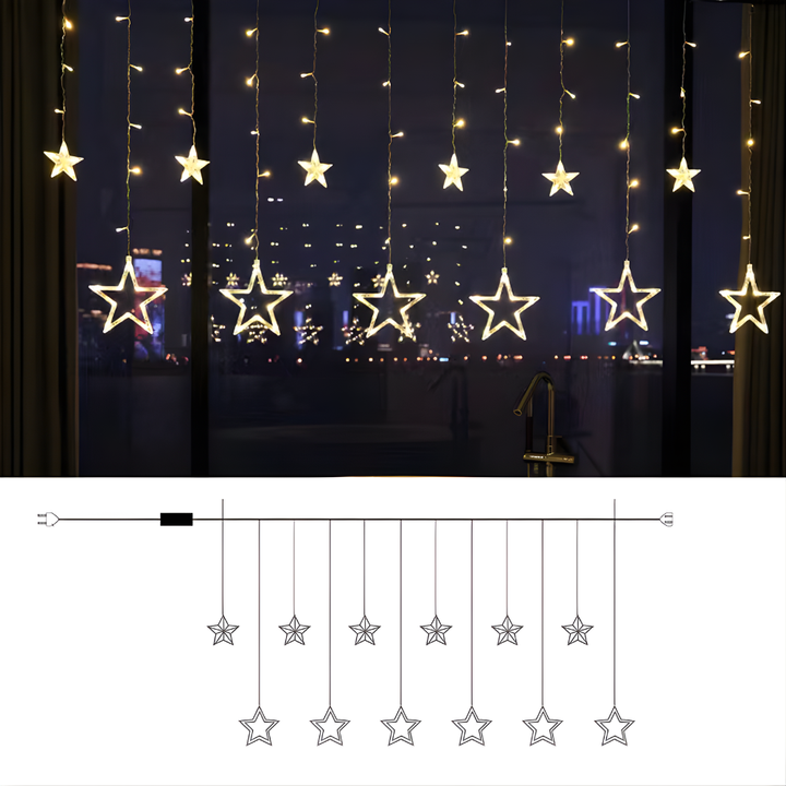 LED Star Light Curtain Warm White Indoor  Outdoor Holiday Decor