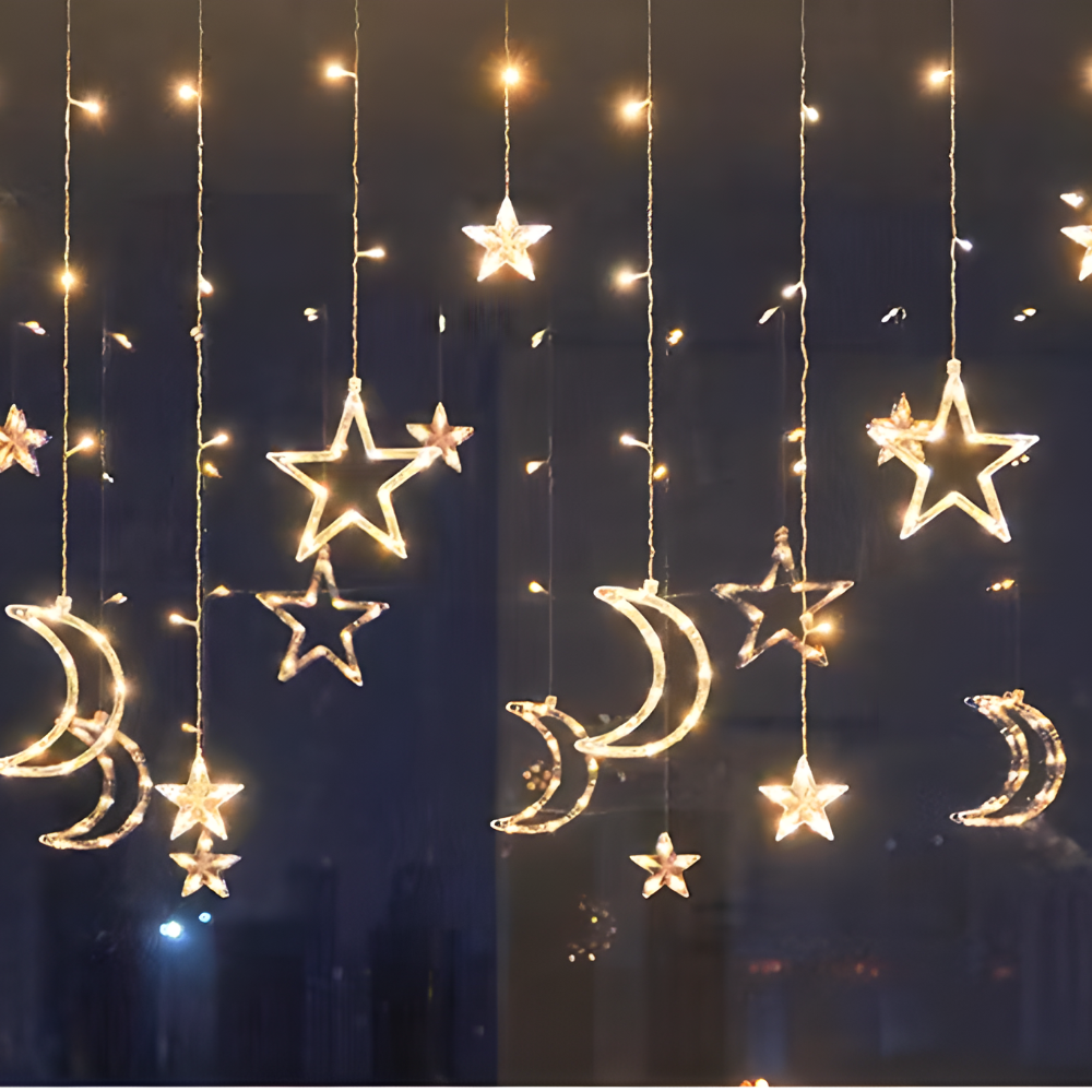 LED Star Light Curtain Warm White Indoor  Outdoor Holiday Decor