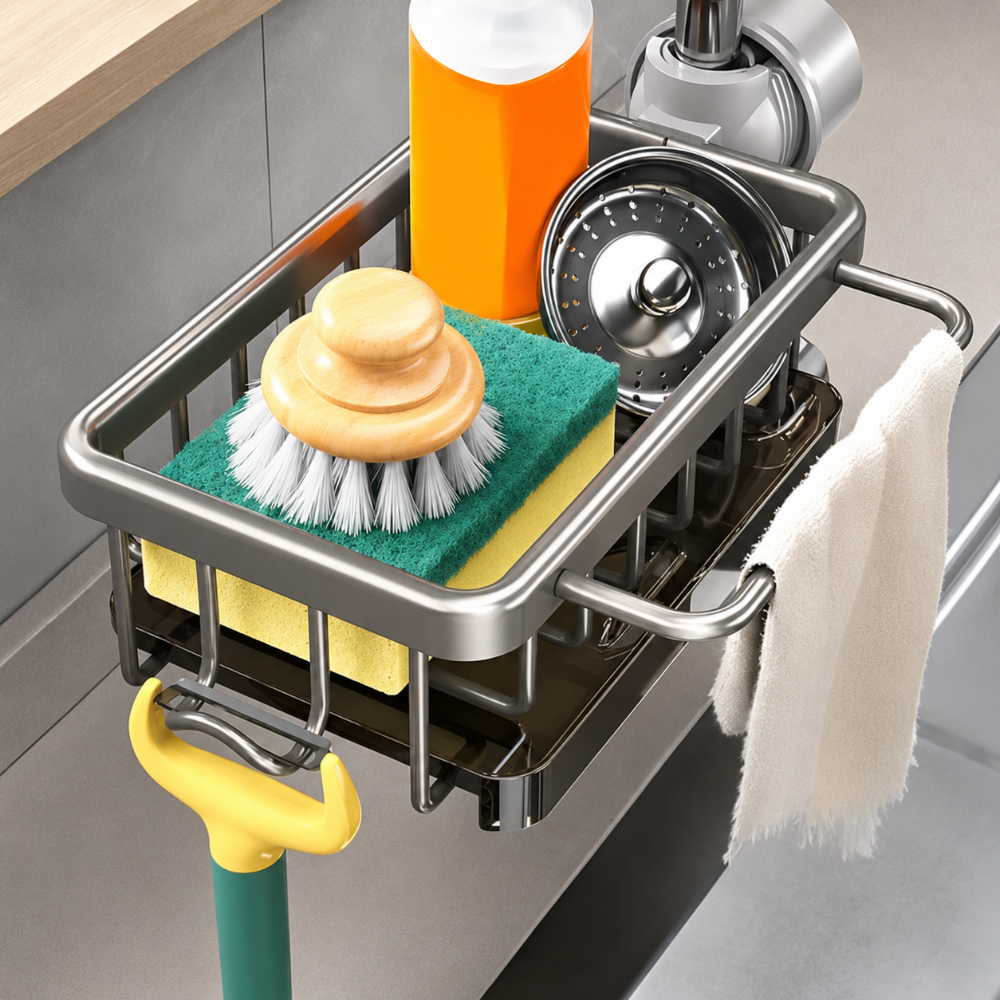 Dish Drying Rack Sink Caddy Organizer Kitchen Storage Basket