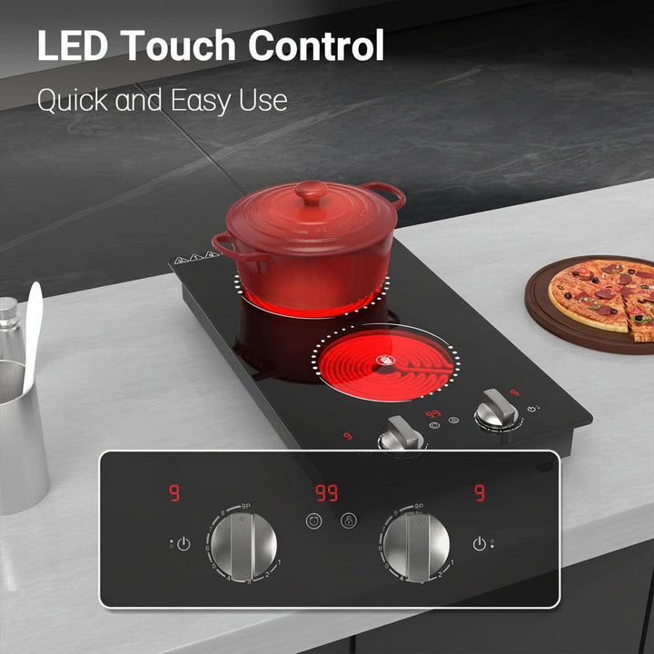 Electric Cooktop Double Burner Portable Knob Control Stove