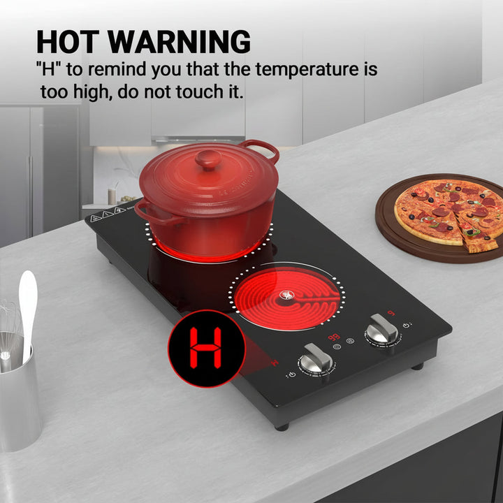 Electric Cooktop Double Burner Portable Knob Control Stove