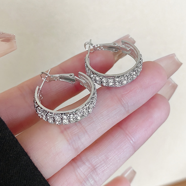 Earrings Mothers Day Gift Gold Crystal Hoop Elegant Jewellery