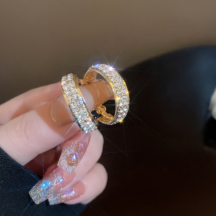 Earrings Mothers Day Gift Gold Crystal Hoop Elegant Jewellery
