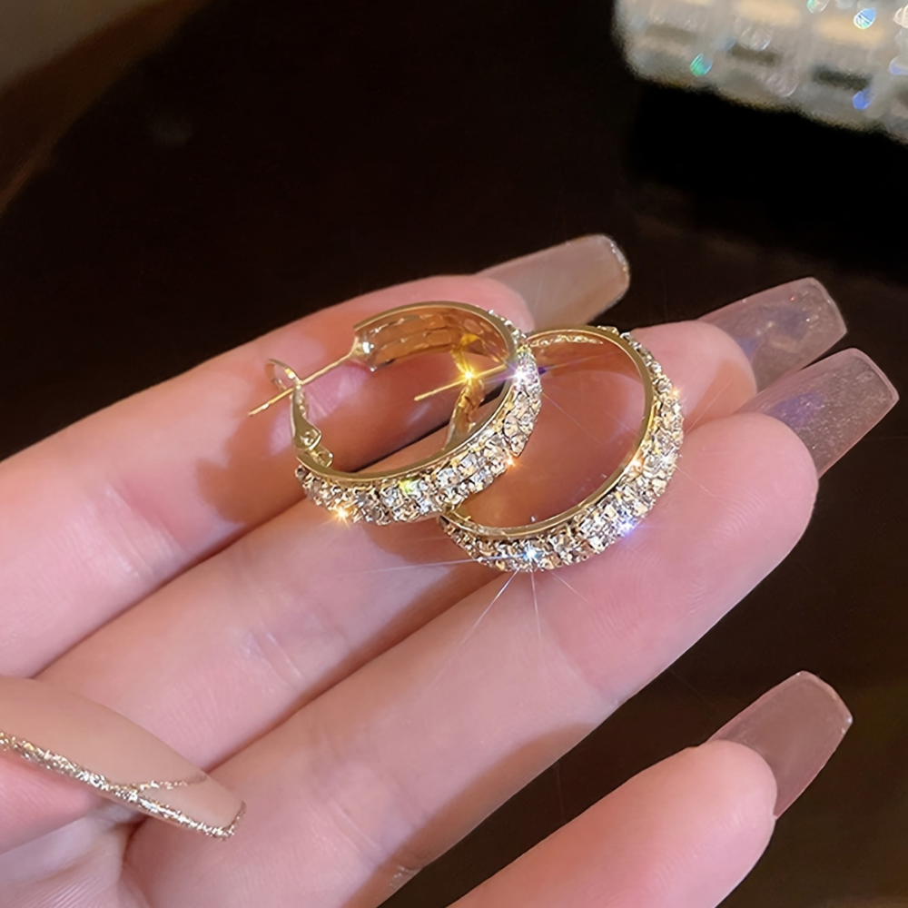 Earrings Mothers Day Gift Gold Crystal Hoop Elegant Jewellery