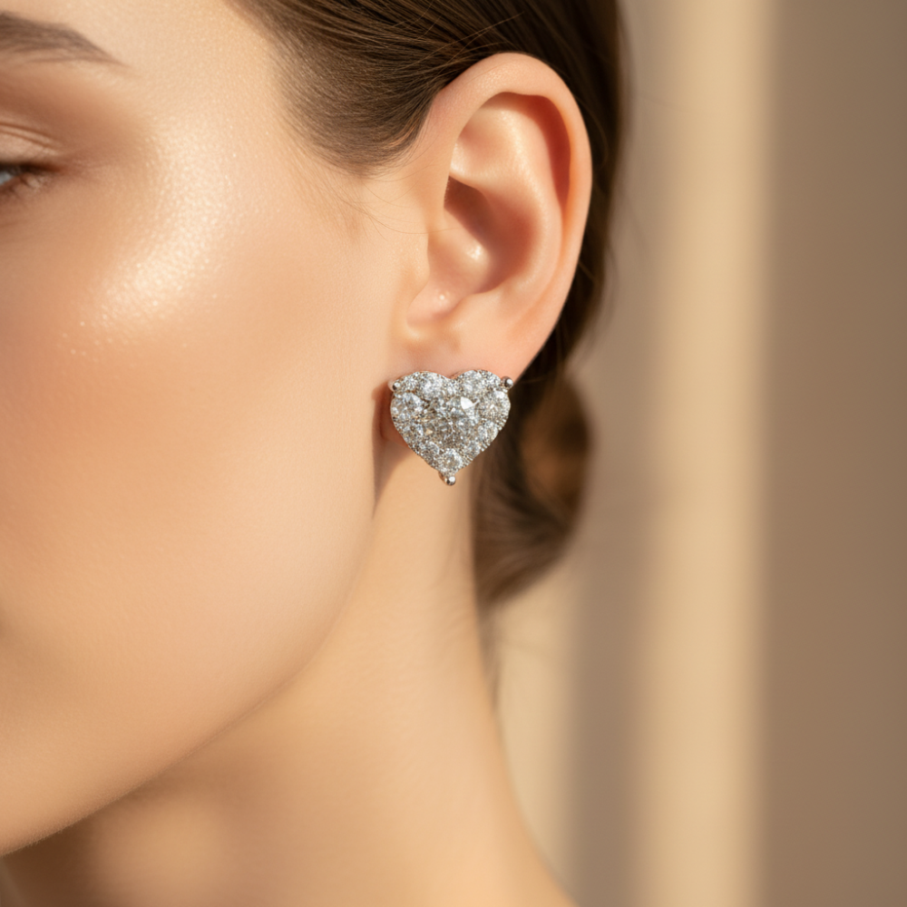 Earrings Mothers Day Gift Heart Crystal Stud Fashion Jewellery