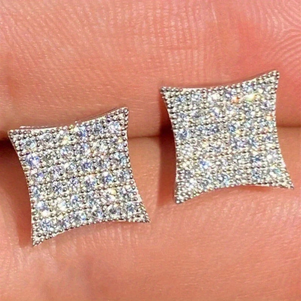 Earrings Mothers Day Gift Rhinestone Square Stud Elegant Jewellery
