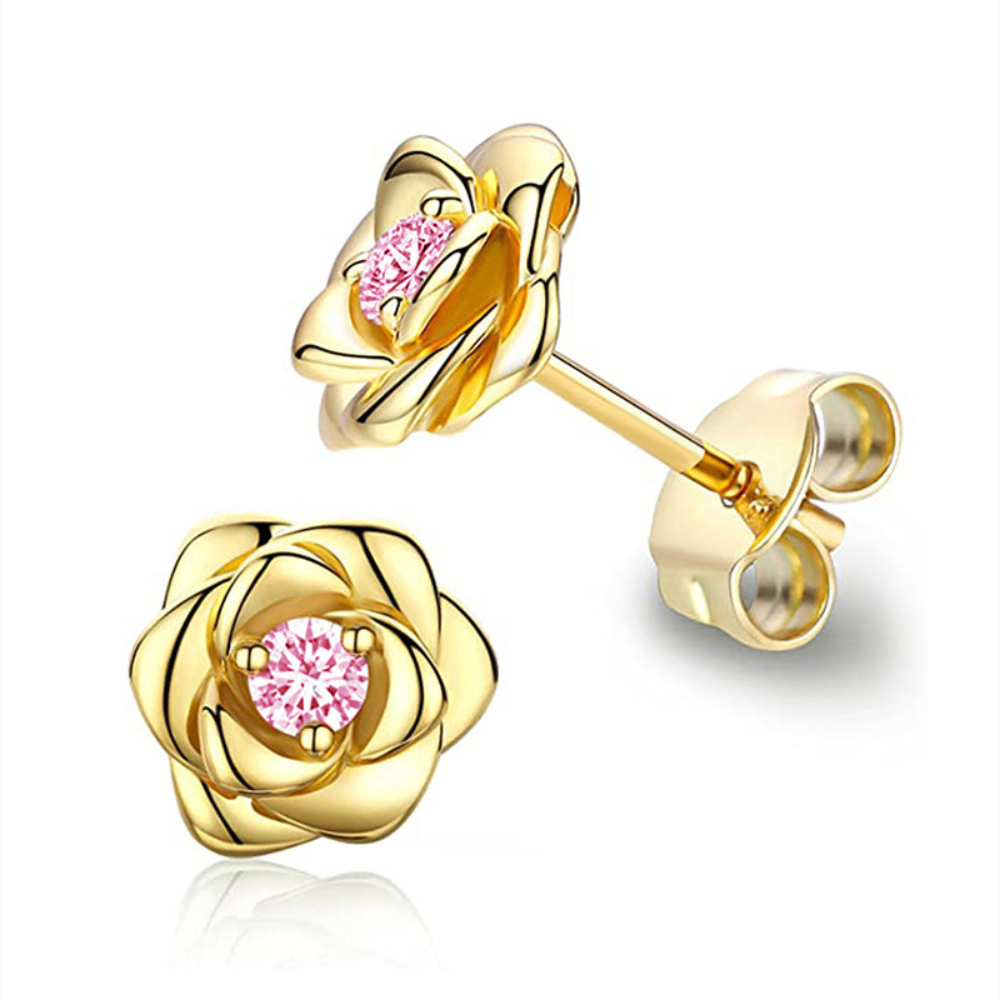 Earrings Mothers Day Gift Gold Birthstone Flower Stud Jewellery