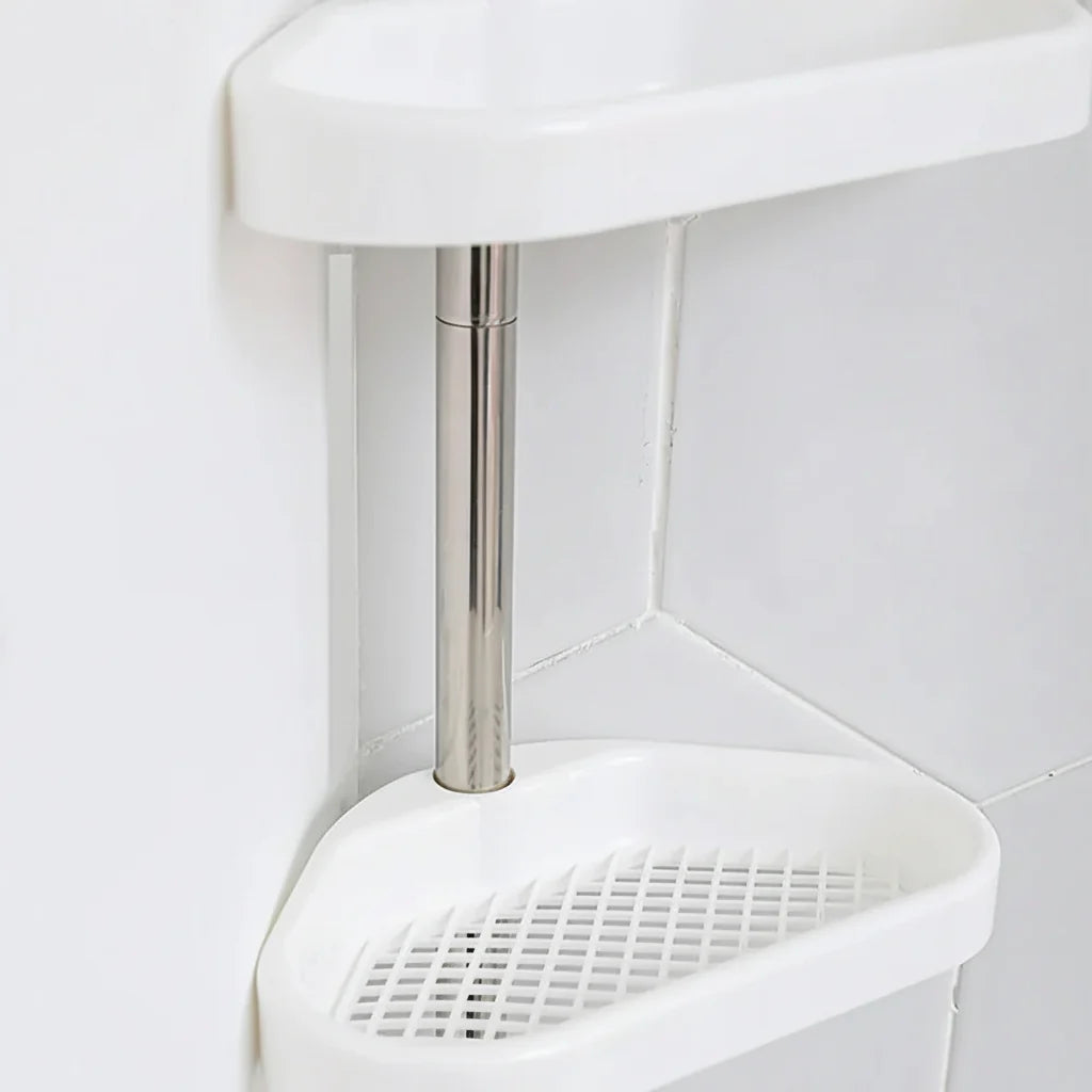 Shower Shelf Tension Pole Adjustable Corner Bathroom Storage Rack