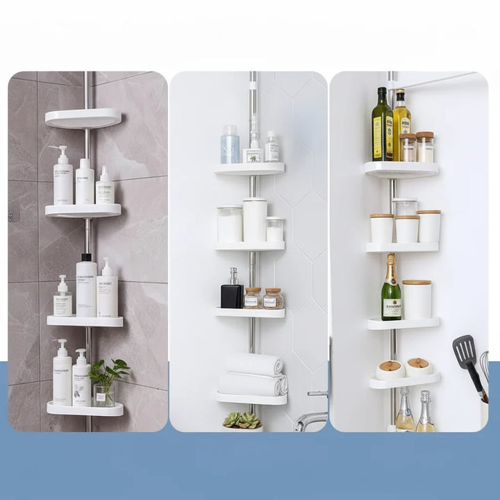 Shower Shelf Tension Pole Adjustable Corner Bathroom Storage Rack