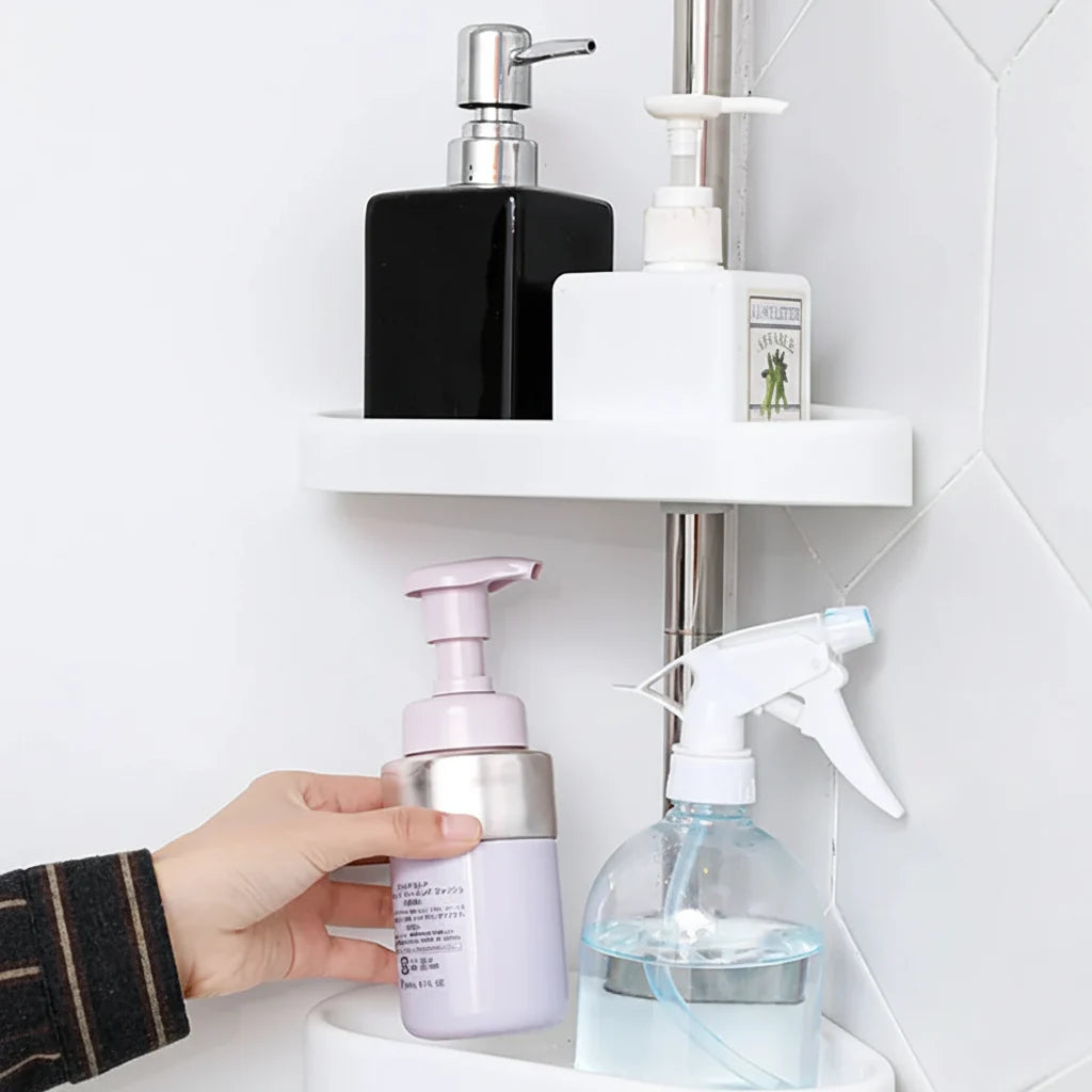 Shower Shelf Tension Pole Adjustable Corner Bathroom Storage Rack