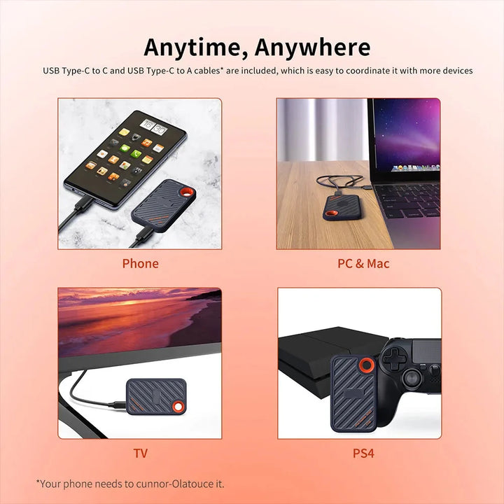 External Hard Drive Portable SSD Compact Data Backup Storage