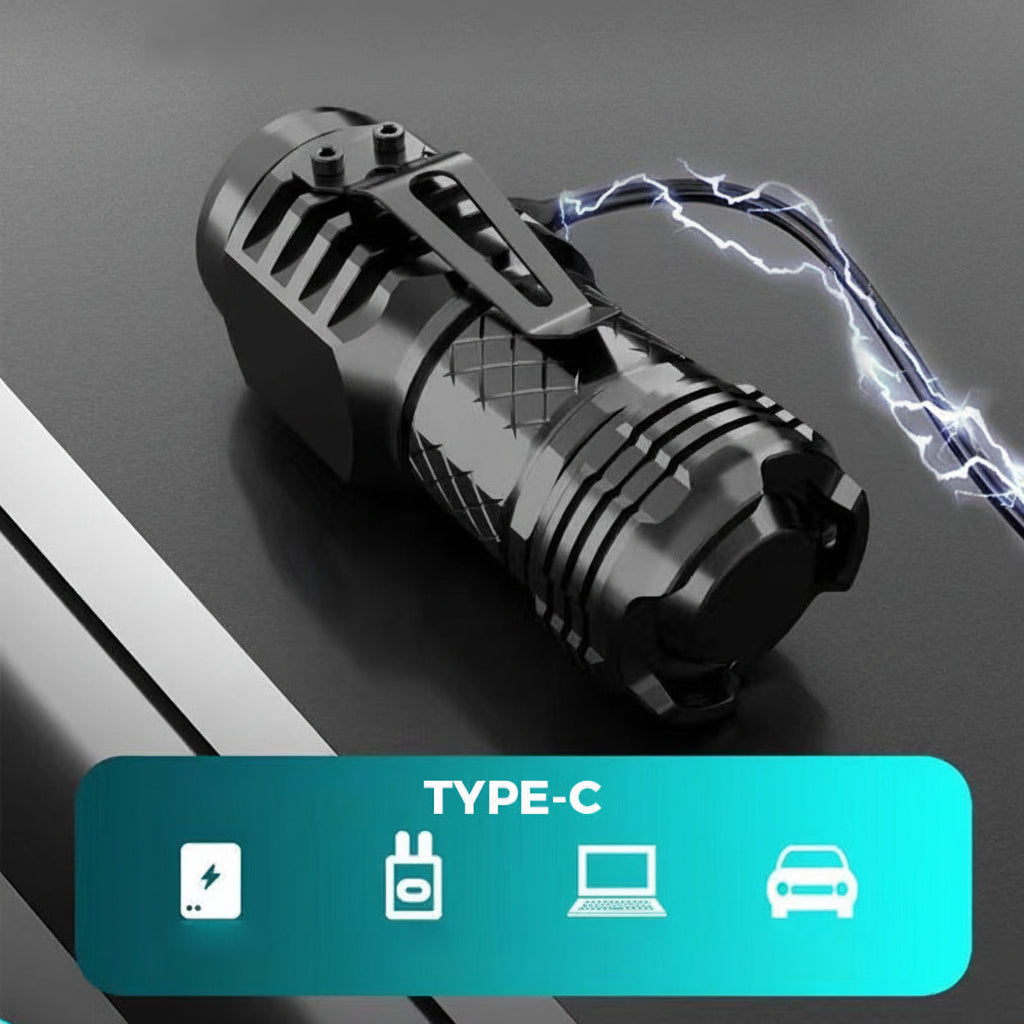 Mini Flashlight LED Compact Rechargeable Waterproof Handheld Torch