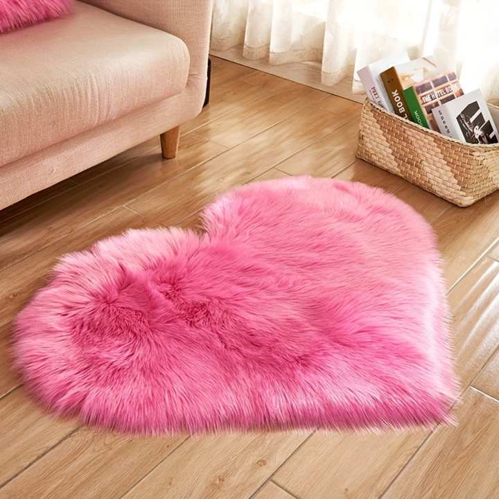 Area Rug Heart Shaped Plush Acrylic Indoor Floor Mat