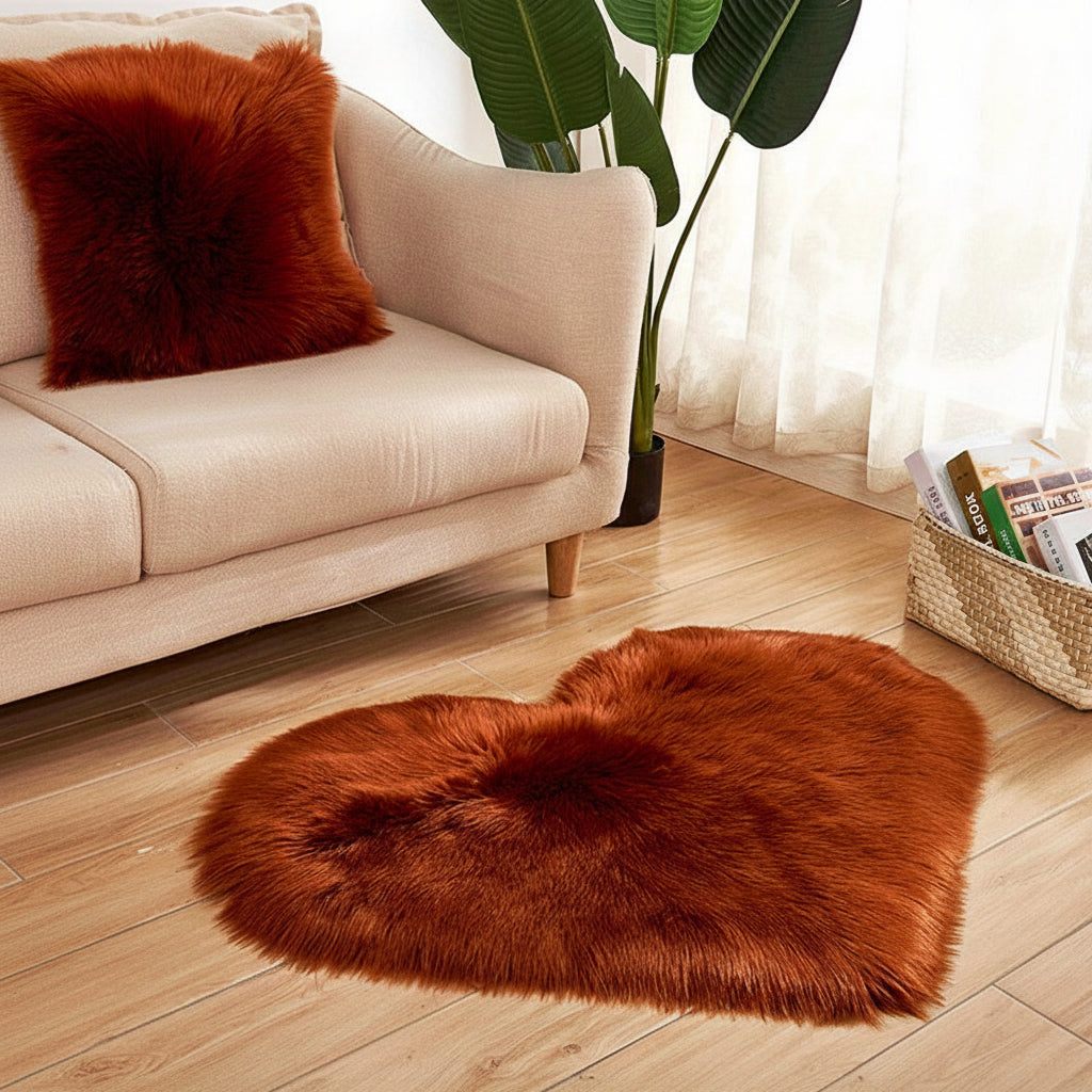 Area Rug Heart Shaped Plush Acrylic Indoor Floor Mat