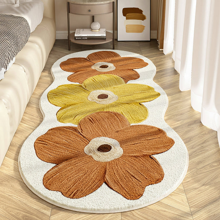 Area Rug Floral Irregular Soft Bedroom Floor Mat
