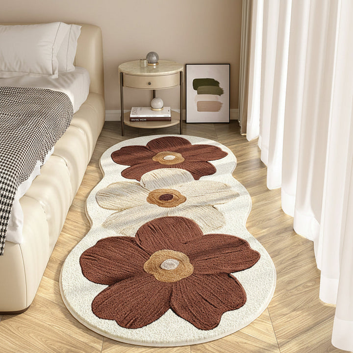 Area Rug Floral Irregular Soft Bedroom Floor Mat